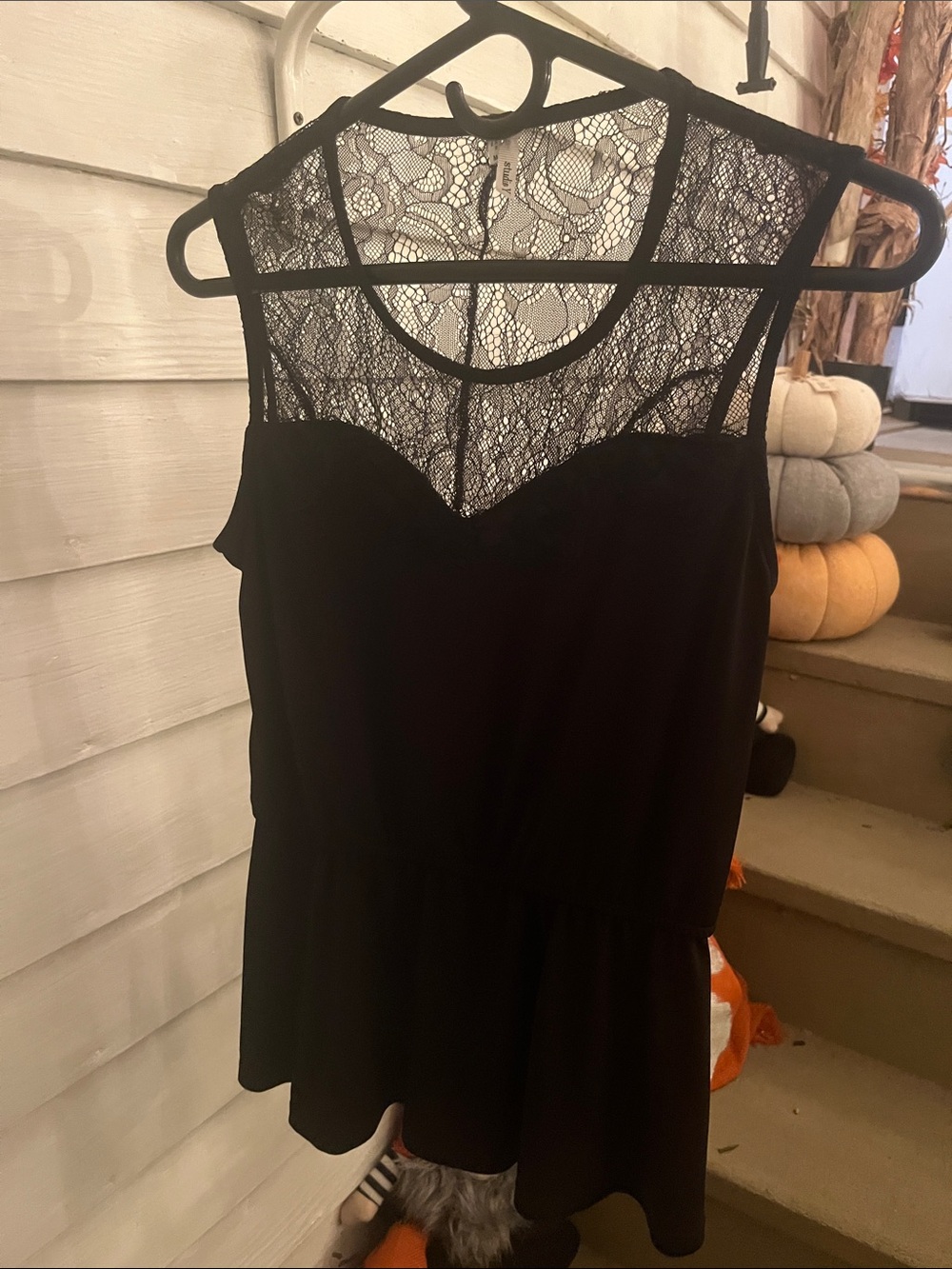 Studio Y Black Lace Yoke Peplum Camisole